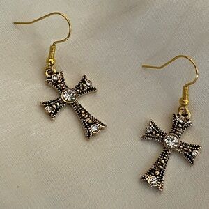 Crystal Cross Earrings